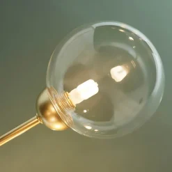 Grand lustre élégant doré 9 boules transparentes - Audrey