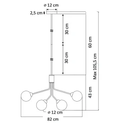 Grand lustre élégant laiton 12 boules ambrées - Audrey