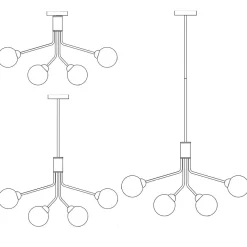 Grand lustre élégant laiton 12 boules ambrées - Audrey