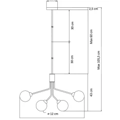 Grand lustre élégant laiton à 12 boules - Audrey