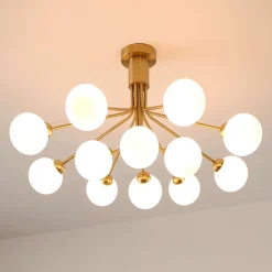 Grand lustre élégant laiton à 12 boules - Audrey