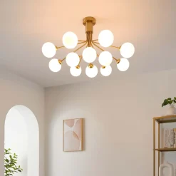 Grand lustre élégant laiton à 12 boules - Audrey