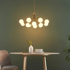 Grand lustre élégant laiton à 12 boules - Audrey