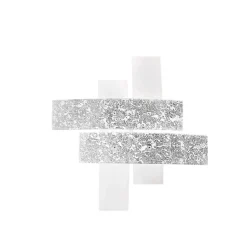 Grand plafonnier Lara verre blanc, détails argent, 91x91cm, 4xE27 max 52W, style moderne, ampoules non incluses, IP20