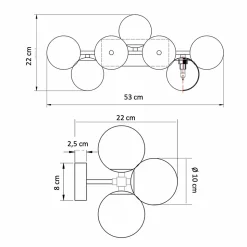 Grande applique dorée expressive avec verres blancs - Ambrosia
