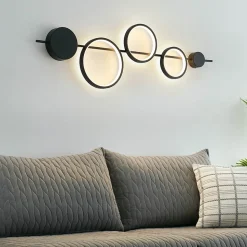 Grande applique graphique noire LED - Saretti