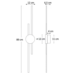 Grande applique noire et laiton aux lignes épurées 89 cm - Pia