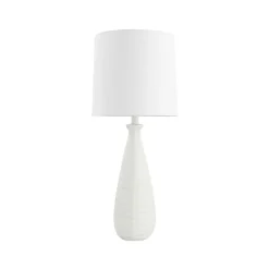 Grande lampe de table avec abat-jour en tissu MELVA - Blanc