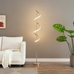 Grande lampe LED cascade spirale dorée - Simaria