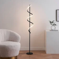 Grande lampe LED cascade spirale noire - Simaria