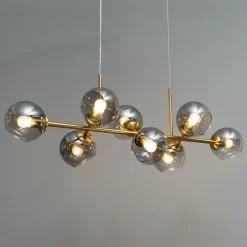 Grande suspension horizontale 8 sphères en verre fumé - Carlotta