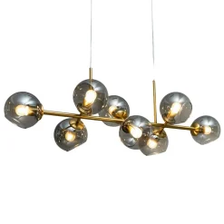 Grande suspension horizontale 8 sphères en verre fumé - Carlotta