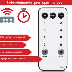 Guirlande de Noël 5m éclairage 100 LED blanc chaud et boules de Noël Telecommande