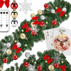 Guirlande de Noël 10m éclairage 100 LED blanc chaud et boules de Noël Telecommande
