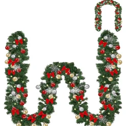 Guirlande de Noël 10m éclairage 100 LED blanc chaud et boules de Noël Telecommande