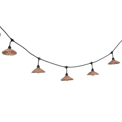 Guirlande esprit guinguette Little Garden 10 lumières E27 70lm IP44 blanc chaud 6m abat-jour en rotin PVC