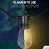 Guirlande Guinguette IP65 LED 15M 15 Bulbes Filament Allongé Dimmables Avec Télécommande