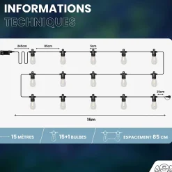 Guirlande Guinguette IP65 LED 30M 30 Bulbes Filament Allongé Dimmables Avec Télécommande