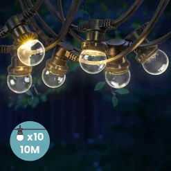 Guirlande Guinguette IP65 10m 10 Bulbes Transparent Dimmables