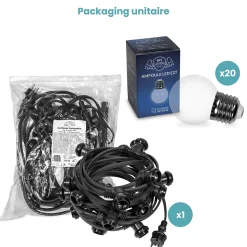 Guirlande Guinguette IP65 10M 20 Bulbes Transparents Dimmables