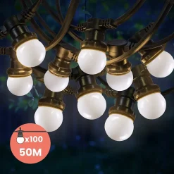 Guirlande Guinguette IP65 50M 100 Bulbes Blancs