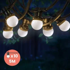 Guirlande Guinguette IP65 5M 10 Bulbes Blancs