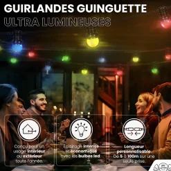 Guirlande Guinguette IP65 10M 30 Bulbes multico
