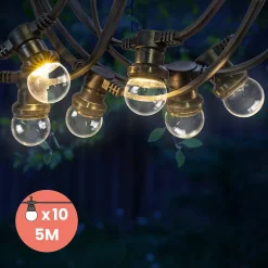 Guirlande Guinguette IP65 5M 10 Bulbes Transparents Dimmables
