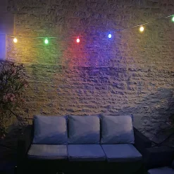 Guirlande Guinguette LED 8M 10pcs 3W IP65 Multicolore - Câble Blanc - SILAMP