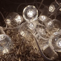 Guirlande Guinguette LED 13M 20pcs 6W IP65 Blanc Chaud - Câble Blanc - SILAMP