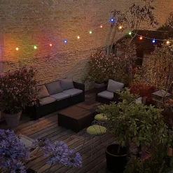 Guirlande Guinguette LED 13M 20pcs 6W IP65 Multicolore - Câble Blanc - SILAMP