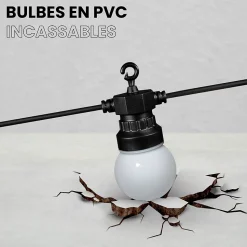 Guirlande Guinguette 10M 20 Bulbes blanc chaud + 3M de câble