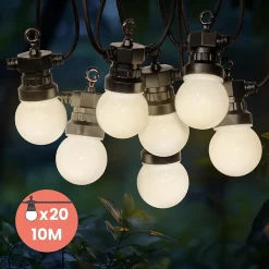 Guirlande Guinguette 10M 20 Bulbes blanc chaud + 3M de câble