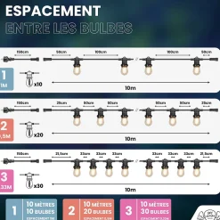 Guirlande Guinguette 100M Filament LED 100 Bulbes