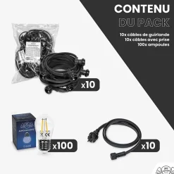 Guirlande Guinguette 100M Filament LED 100 Bulbes