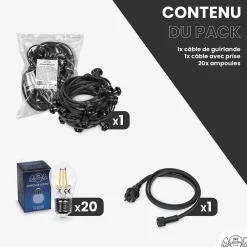 Guirlande Guinguette 10M Filament LED 20 Bulbes