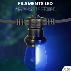 Guirlande Guinguette 20M Filament Multicolore LED 20 Bulbes