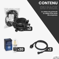 Guirlande Guinguette 20M Filament LED 20 Bulbes