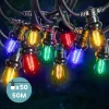 Guirlande Guinguette 50M Filament Multicolore LED 50 Bulbes
