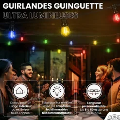 Guirlande Guinguette 10M Filament Multicolore LED 10 Bulbes