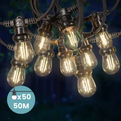 Guirlande Guinguette 50M Filament LED 50 Bulbes