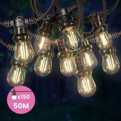 Guirlande Guinguette 50M Filament LED 150 Bulbes