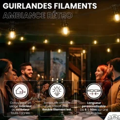 Guirlande Guinguette 50M Filament LED 150 Bulbes