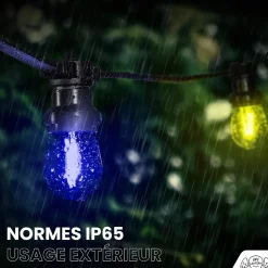 Guirlande Guinguette 20M Filament Multicolore LED 40 Bulbes