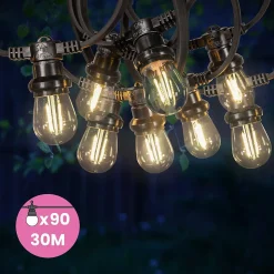 Guirlande Guinguette 30M Filament LED 90 Bulbes