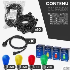 Guirlande Guinguette 100M Filament Multicolore LED 200 Bulbes