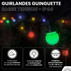 Guirlande Guinguette 10M Multicolore Avec Prise