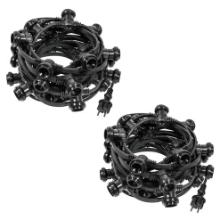 Guirlande Guinguette Noire IP65 20M 60 Douilles pour Ampoules E27