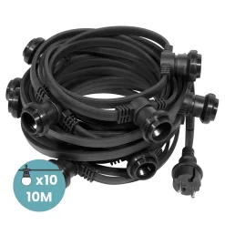 Guirlande Guinguette Noire IP65 10M pour Ampoules E27