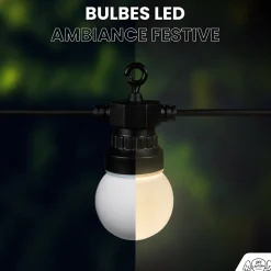 Guirlande Guinguette Solaire 10M Blanc chaud